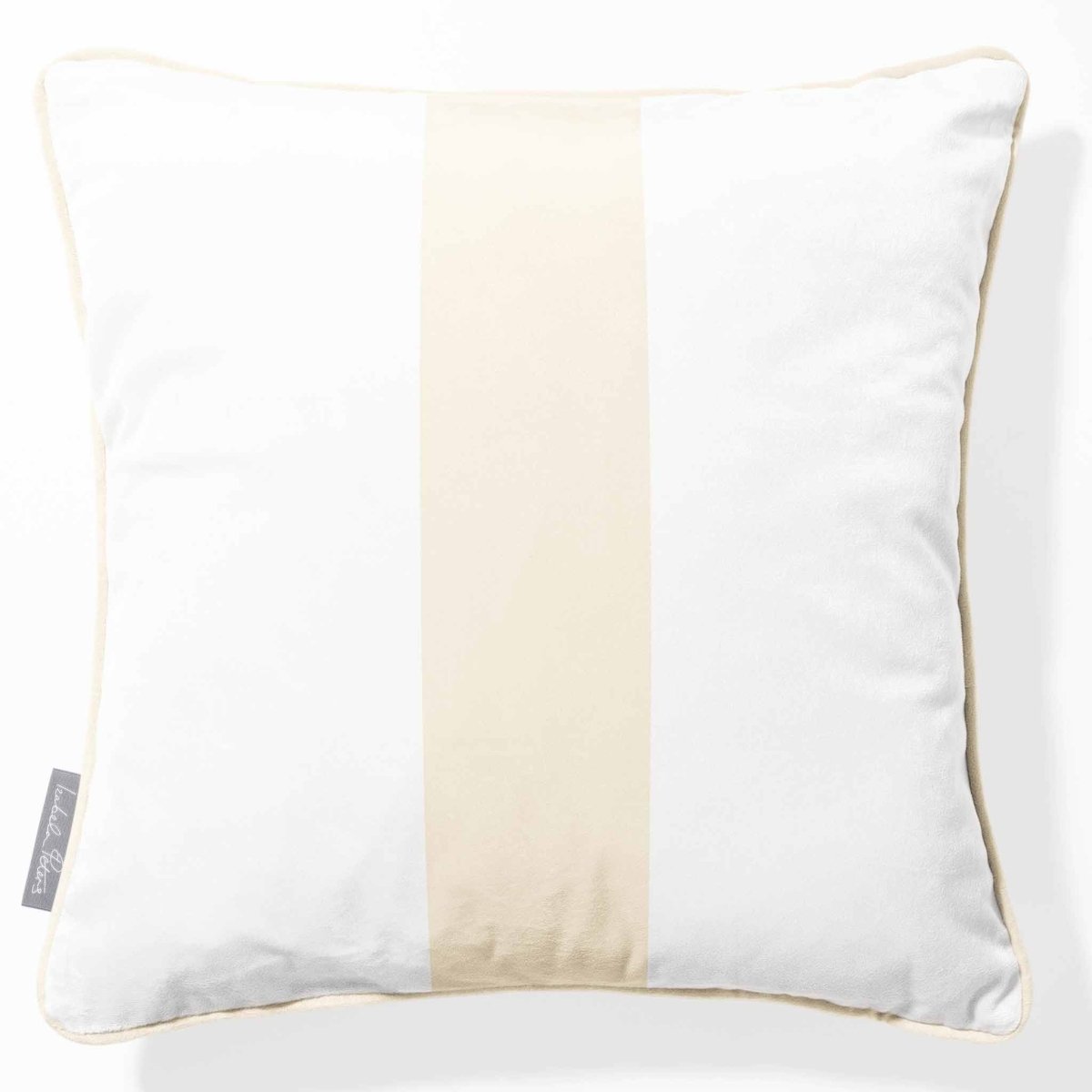 1 Stripe | Sustainable Velvet Cushion with Piping - Ivory Cream 40 x 40 cm by Izabela Peters