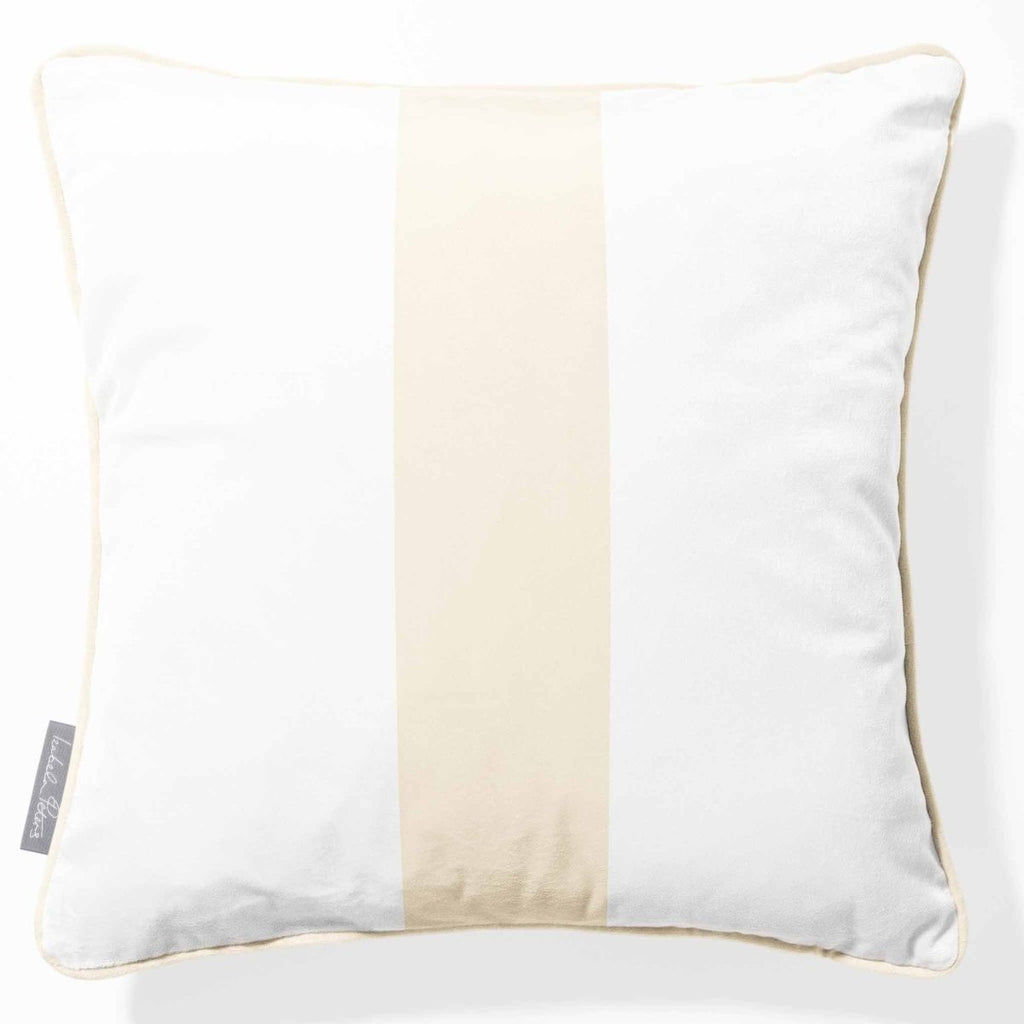 1 Stripe | Sustainable Velvet Cushion with Piping - Ivory Cream 40 x 40 cm by Izabela Peters