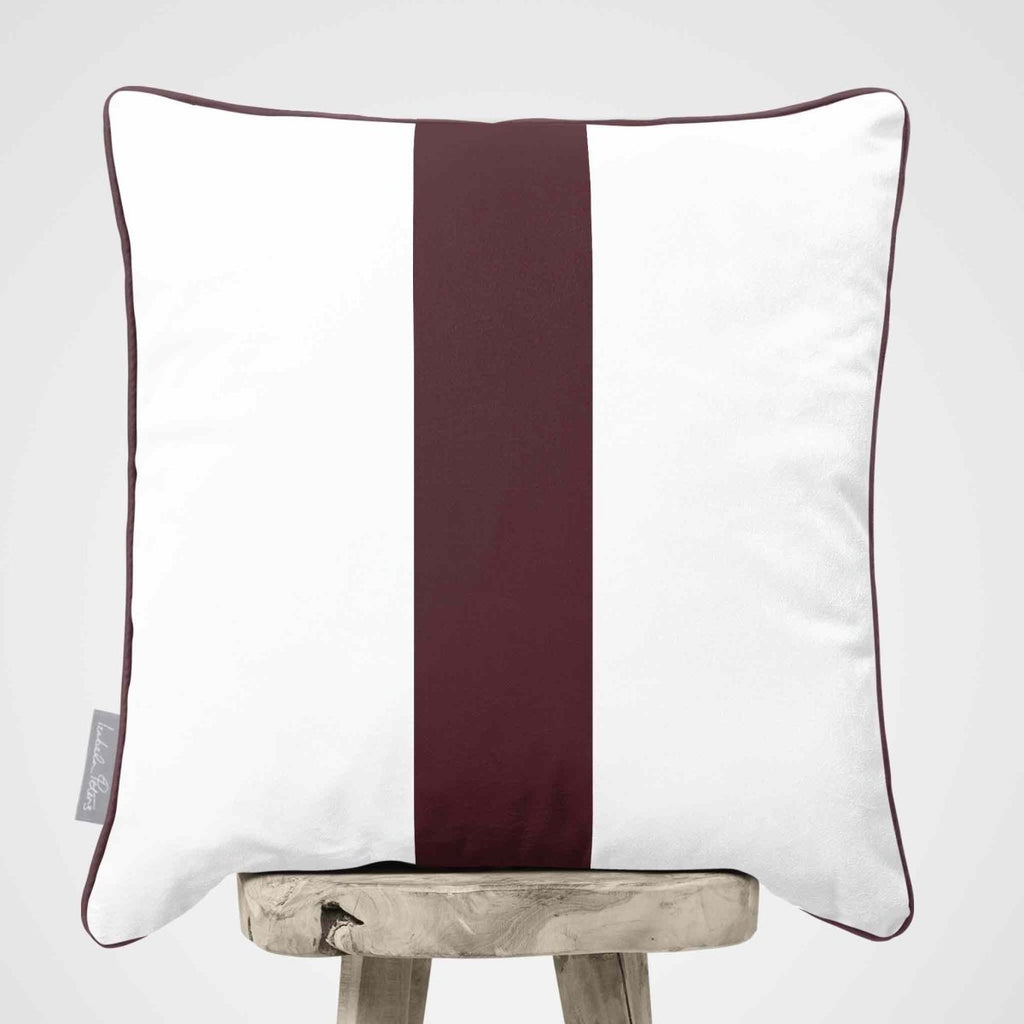 1 Stripe | Sustainable Velvet Cushion with Piping - Italian Grape 40 x 40 cm by Izabela Peters