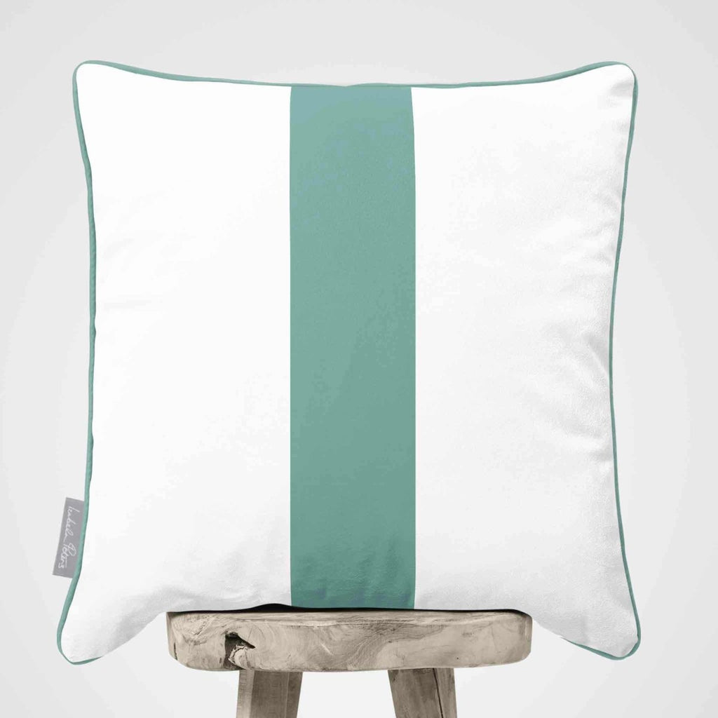 1 Stripe | Sustainable Velvet Cushion with Piping - Blue Surf 40 x 40 cm by Izabela Peters