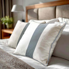 1 Stripe | Sustainable Velvet Cushion with Piping - French Grey 40 x 40 cm by Izabela Peters
