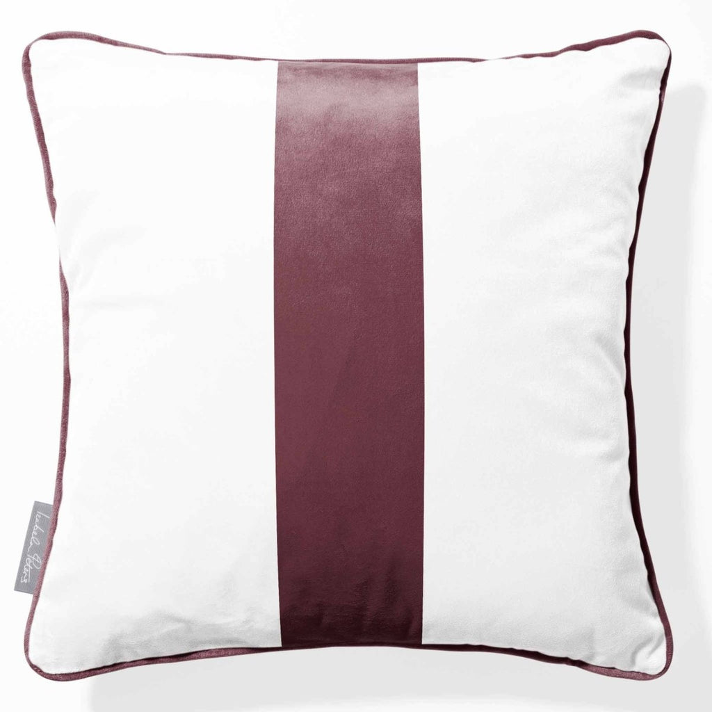1 Stripe | Sustainable Velvet Cushion with Piping - Italian Grape 40 x 40 cm by Izabela Peters