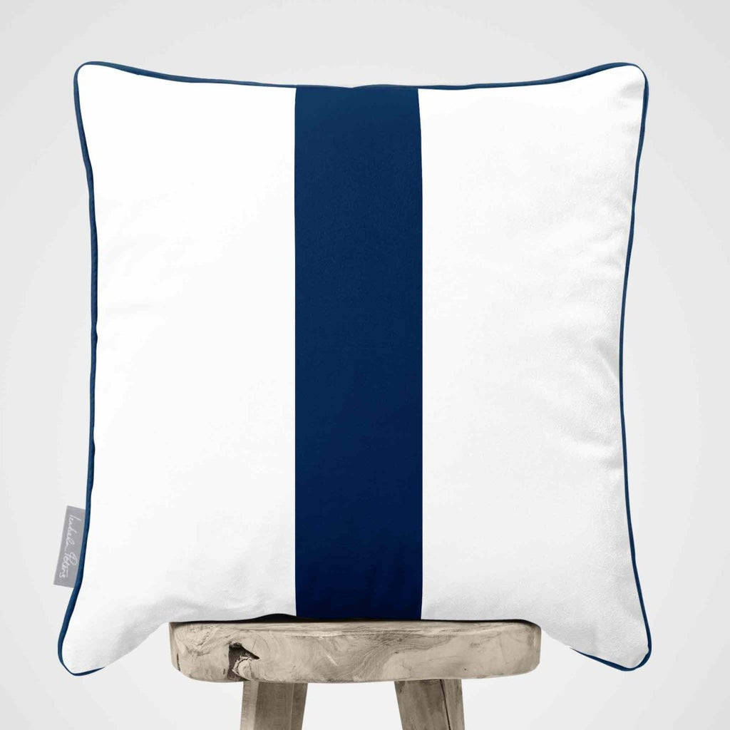 1 Stripe | Sustainable Velvet Cushion with Piping - Estate Blue 40 x 40 cm by Izabela Peters
