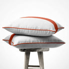 1 Stripe | Sustainable Velvet Cushion with Piping - Burnt Ochre 40 x 40 cm by Izabela Peters