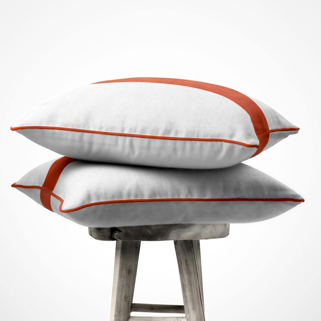 1 Stripe | Sustainable Velvet Cushion with Piping - Burnt Ochre 40 x 40 cm by Izabela Peters
