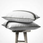 1 Stripe | Sustainable Velvet Cushion with Piping - Beluga 40 x 40 cm by Izabela Peters