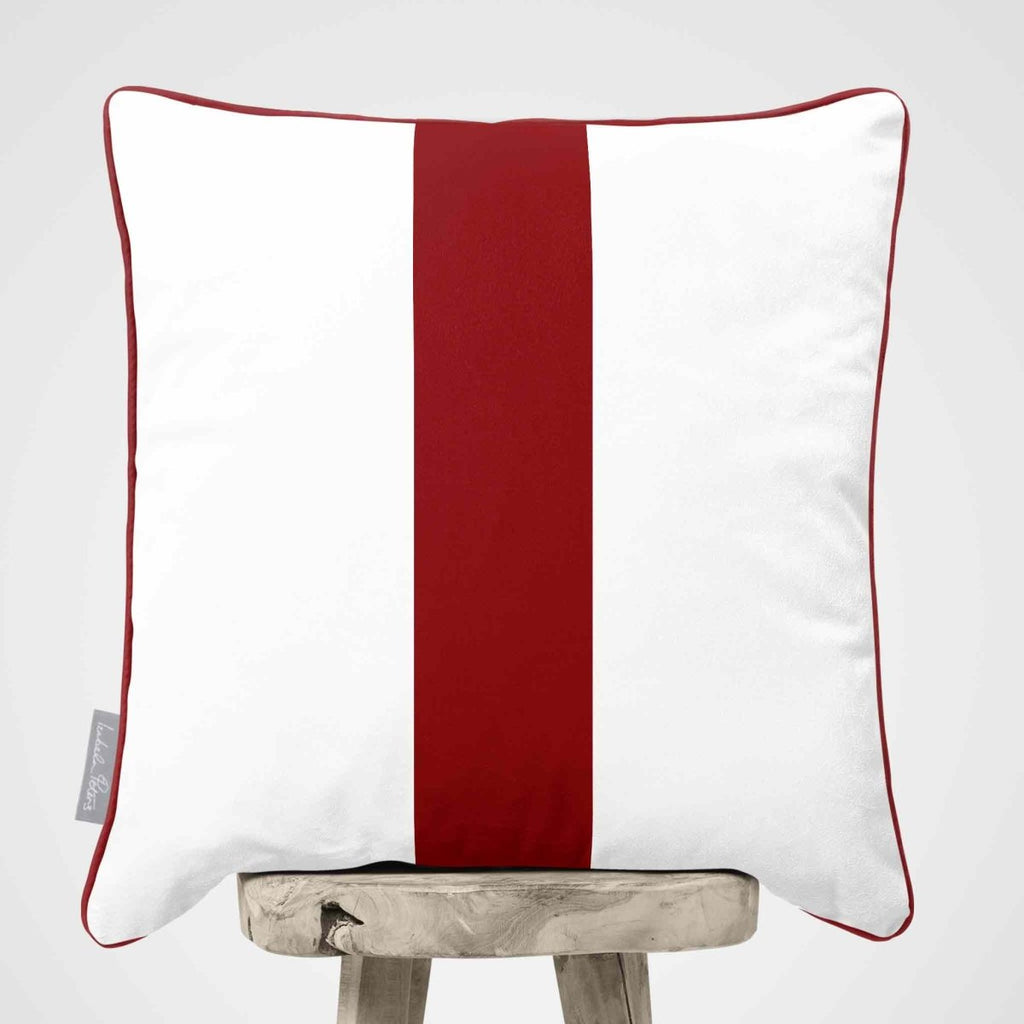 1 Stripe | Sustainable Velvet Cushion with Piping - Crimson Muse 40 x 40 cm by Izabela Peters