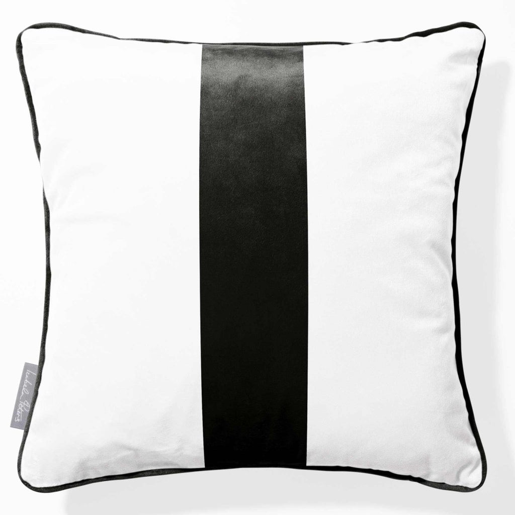 1 Stripe | Sustainable Velvet Cushion with Piping - Charcoal 40 x 40 cm by Izabela Peters
