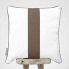 1 Stripe | Sustainable Velvet Cushion with Piping - Dovedale Stone 40 x 40 cm by Izabela Peters