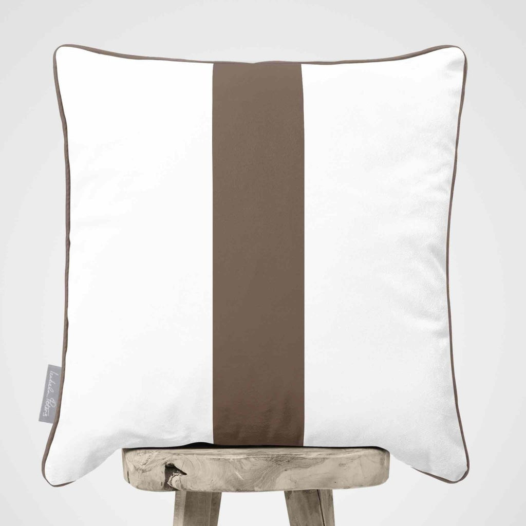 1 Stripe | Sustainable Velvet Cushion with Piping - Dovedale Stone 40 x 40 cm by Izabela Peters