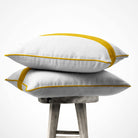 1 Stripe | Sustainable Velvet Cushion with Piping - Mustard Ochre 40 x 40 cm by Izabela Peters