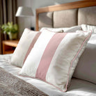 1 Stripe | Sustainable Velvet Cushion with Piping - Rosewater 40 x 40 cm by Izabela Peters