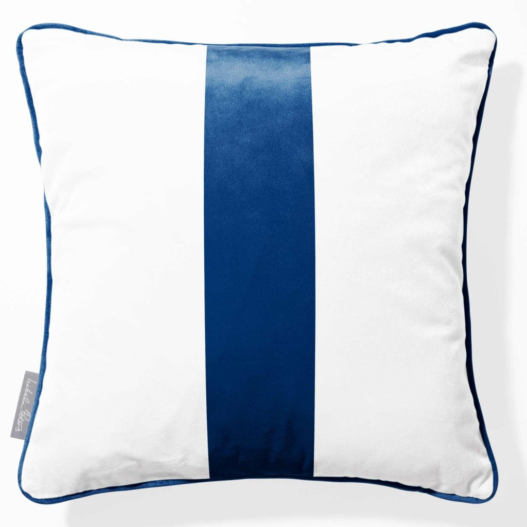 1 Stripe | Sustainable Velvet Cushion with Piping - Estate Blue 40 x 40 cm by Izabela Peters