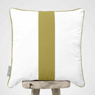 1 Stripe | Sustainable Velvet Cushion with Piping - Golden Lime 40 x 40 cm by Izabela Peters