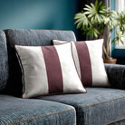 1 Stripe | Sustainable Velvet Cushion with Piping - Italian Grape 40 x 40 cm by Izabela Peters