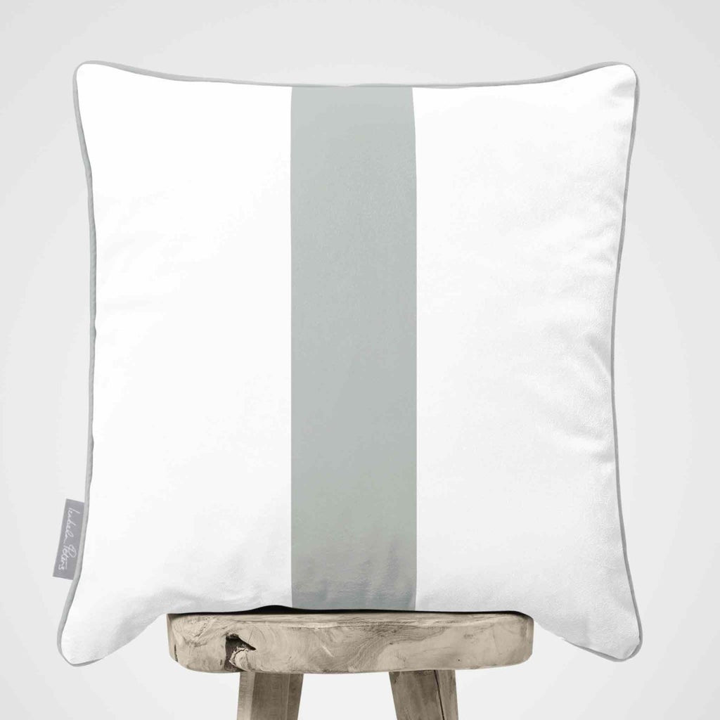 1 Stripe | Sustainable Velvet Cushion with Piping - Storm Grey 40 x 40 cm by Izabela Peters