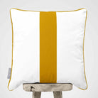 1 Stripe | Sustainable Velvet Cushion with Piping - Mustard Ochre 40 x 40 cm by Izabela Peters
