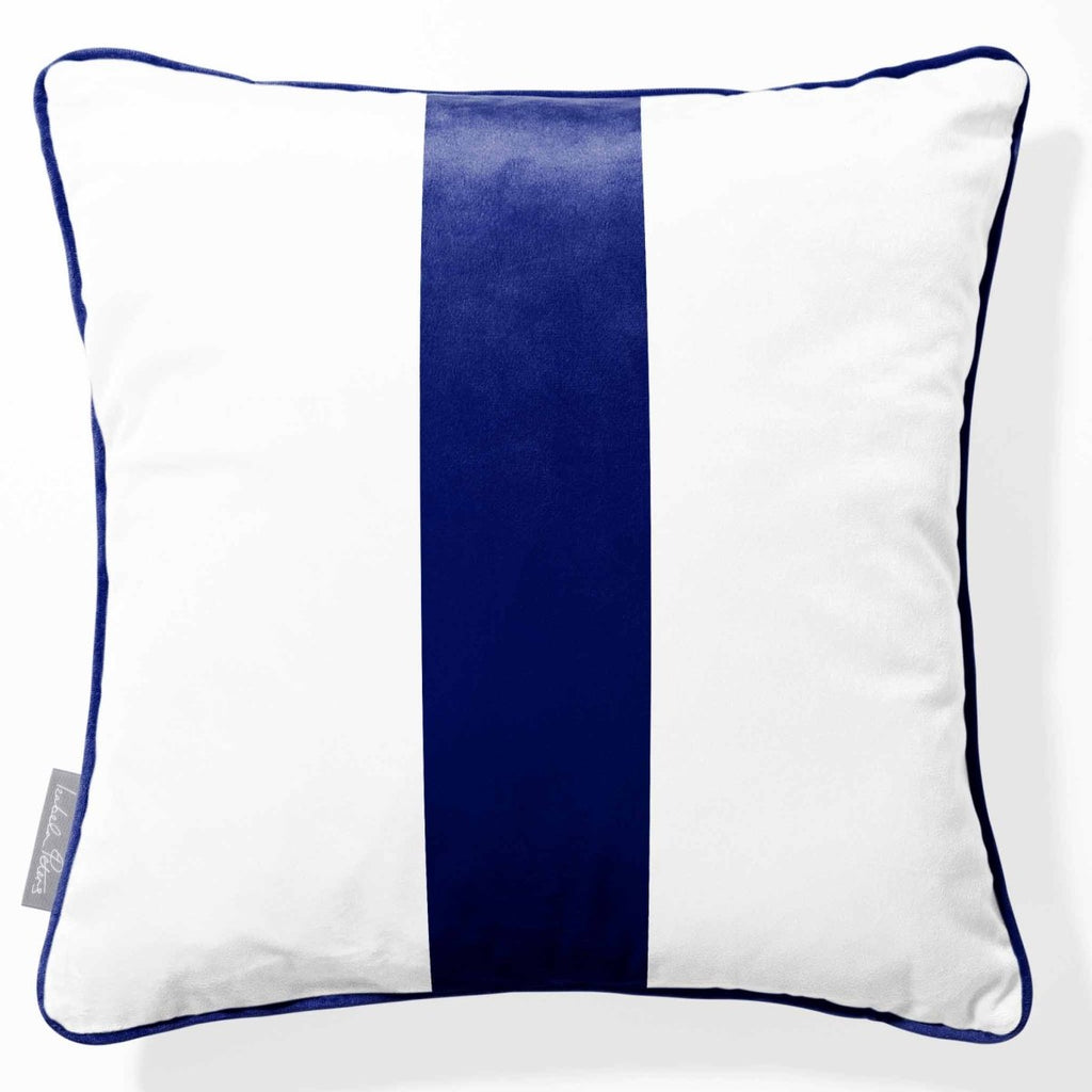 1 Stripe | Sustainable Velvet Cushion with Piping - Midnight 40 x 40 cm by Izabela Peters