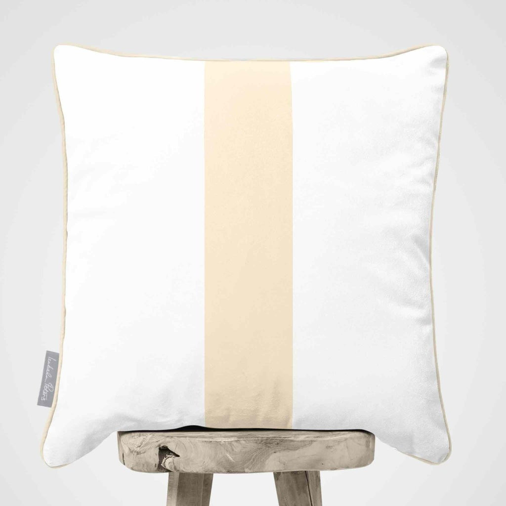 1 Stripe | Sustainable Velvet Cushion with Piping - Ivory Cream 40 x 40 cm by Izabela Peters
