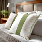 1 Stripe | Sustainable Velvet Cushion with Piping - Sage 40 x 40 cm by Izabela Peters