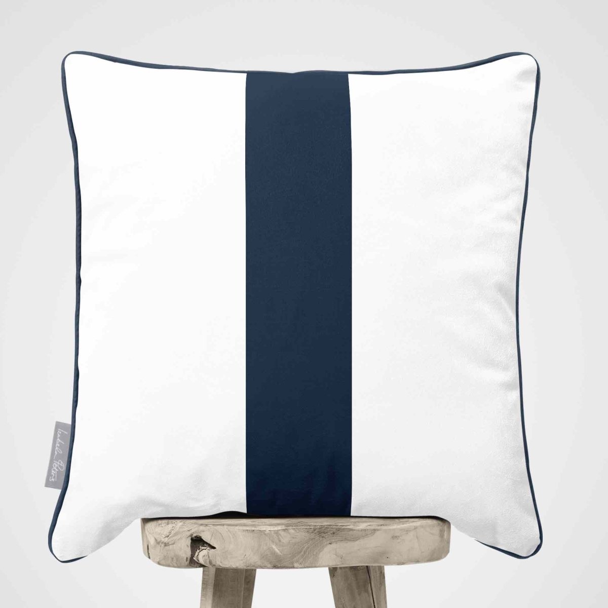 1 Stripe | Sustainable Velvet Cushion with Piping - Petrol Blue 40 x 40 cm by Izabela Peters