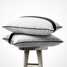 1 Stripe | Sustainable Velvet Cushion with Piping - Charcoal 40 x 40 cm by Izabela Peters