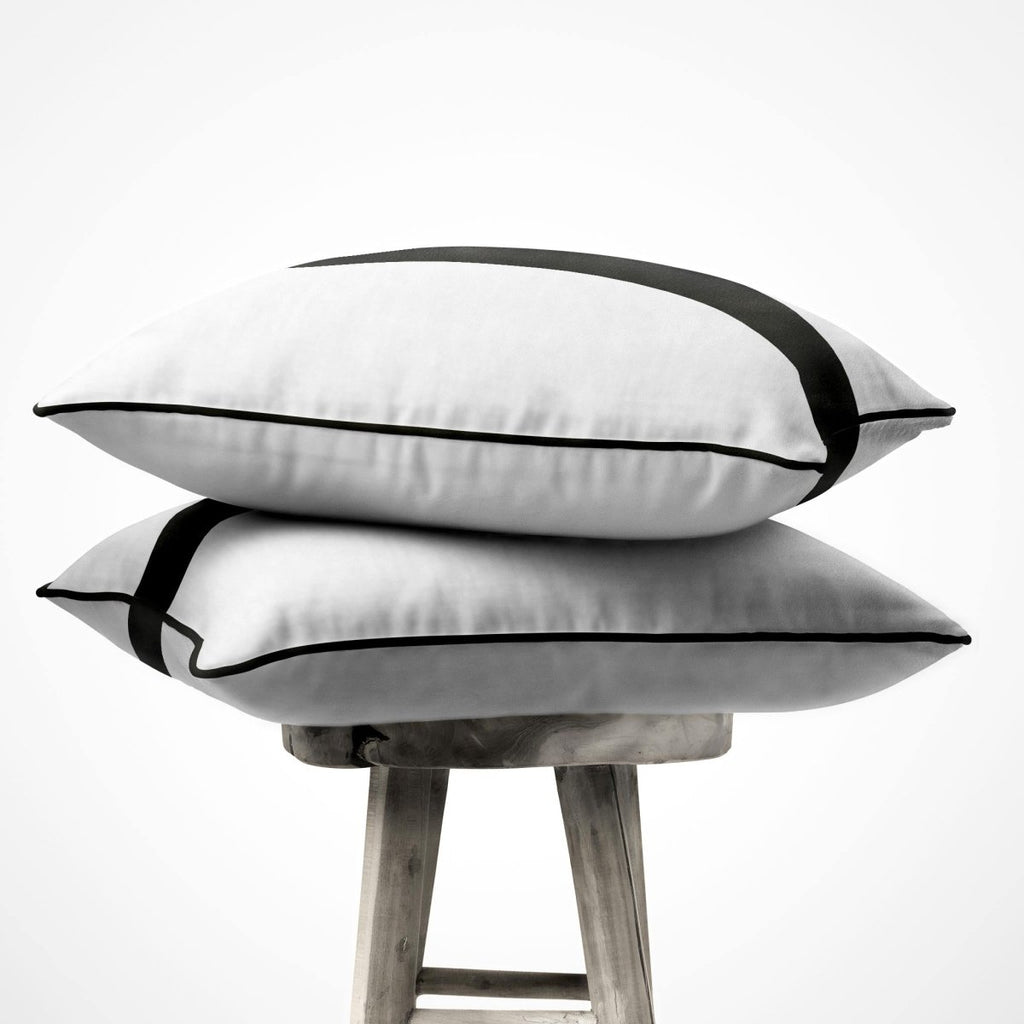 1 Stripe | Sustainable Velvet Cushion with Piping - Charcoal 40 x 40 cm by Izabela Peters