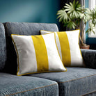 1 Stripe | Sustainable Velvet Cushion with Piping - Mustard Ochre 40 x 40 cm by Izabela Peters