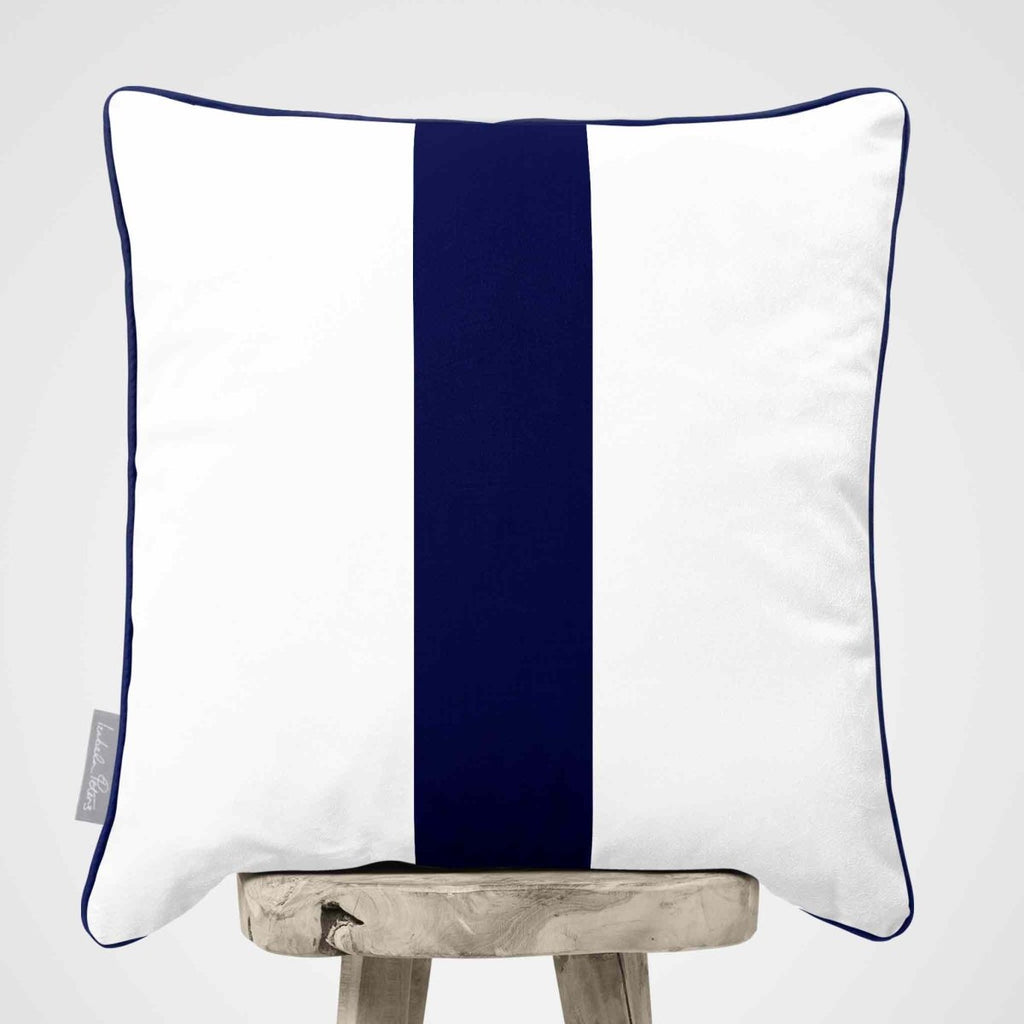 1 Stripe | Sustainable Velvet Cushion with Piping - Midnight 40 x 40 cm by Izabela Peters