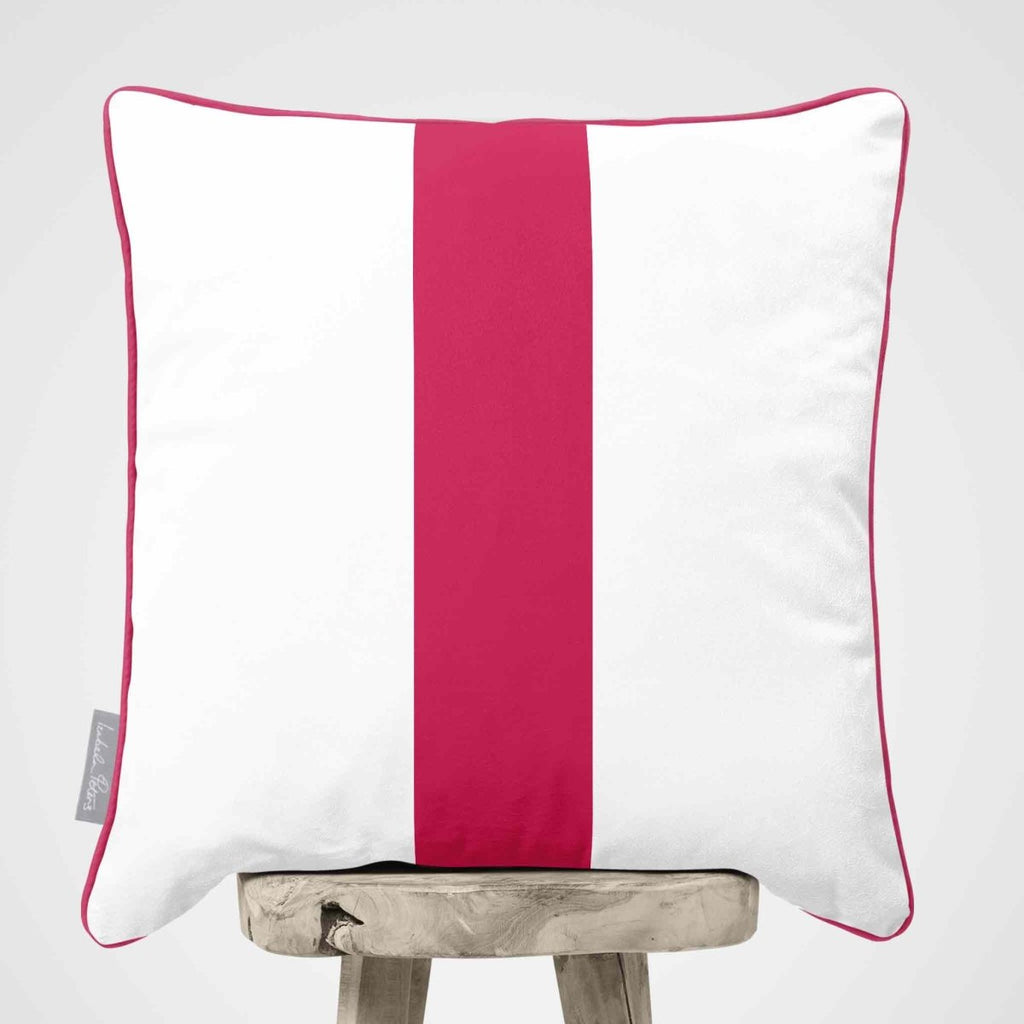 1 Stripe | Sustainable Velvet Cushion with Piping - Hot Pink 40 x 40 cm by Izabela Peters