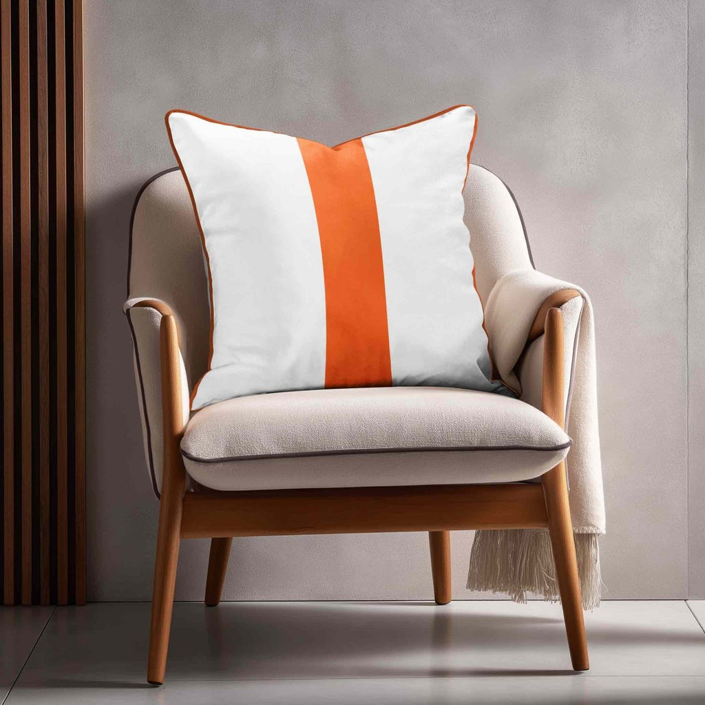 1 Stripe | Sustainable Velvet Cushion with Piping - Burnt Orange 40 x 40 cm by Izabela Peters