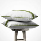1 Stripe | Sustainable Velvet Cushion with Piping - Sage 40 x 40 cm by Izabela Peters