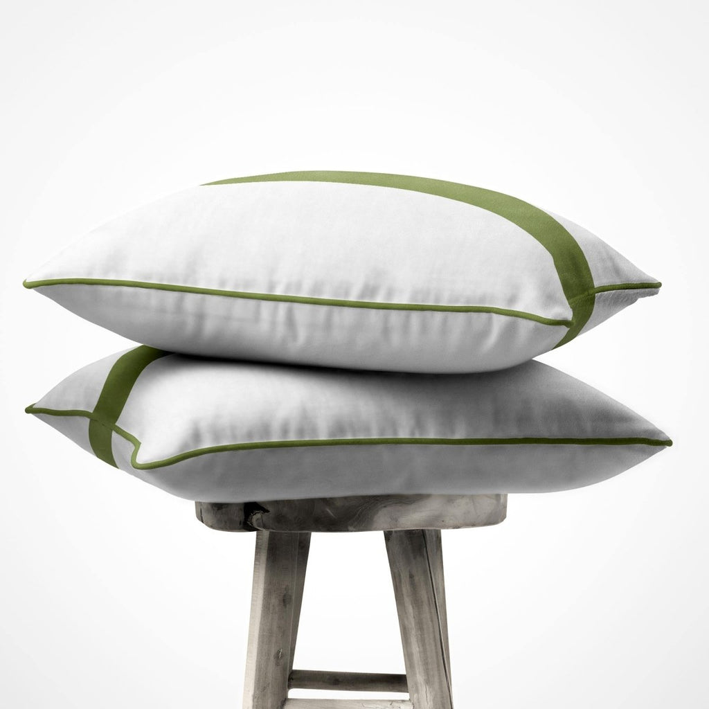 1 Stripe | Sustainable Velvet Cushion with Piping - Sage 40 x 40 cm by Izabela Peters