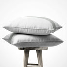 1 Stripe | Sustainable Velvet Cushion with Piping - Storm Grey 40 x 40 cm by Izabela Peters