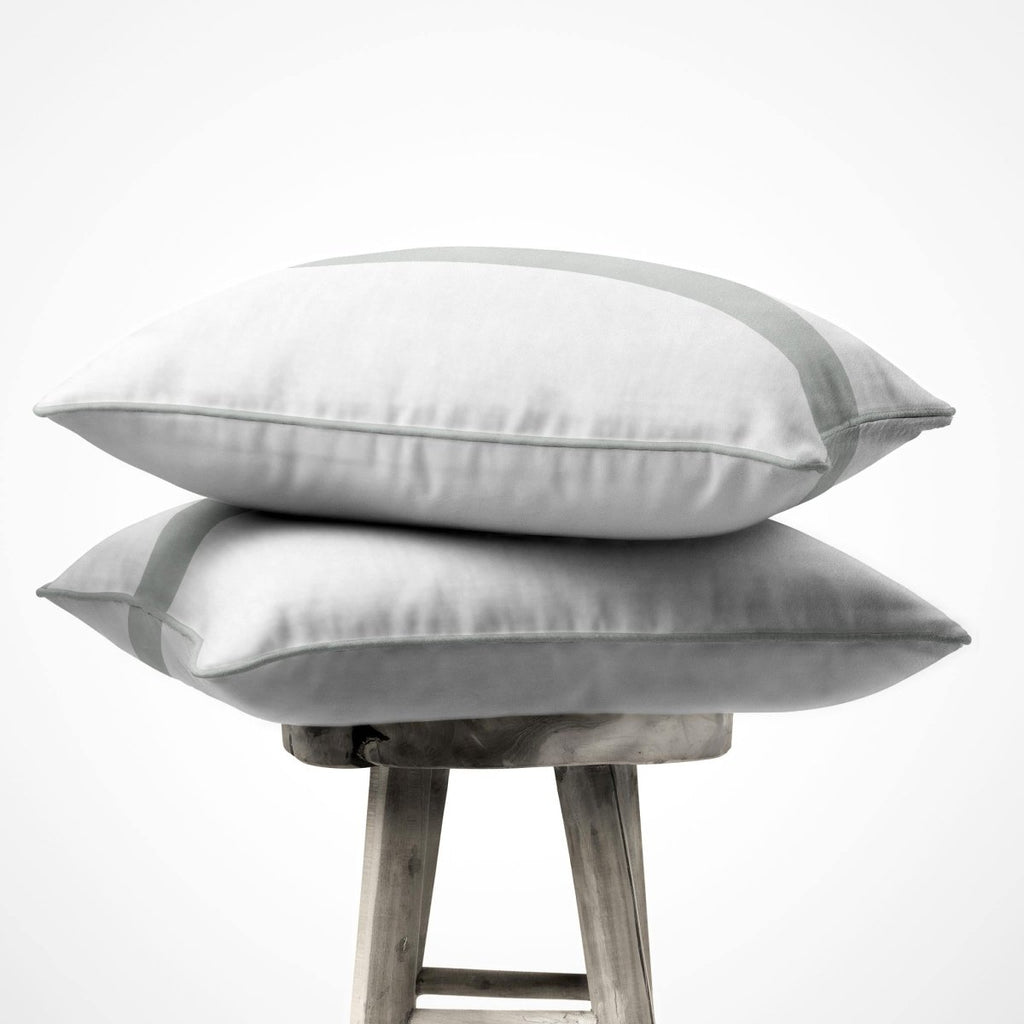 1 Stripe | Sustainable Velvet Cushion with Piping - Storm Grey 40 x 40 cm by Izabela Peters