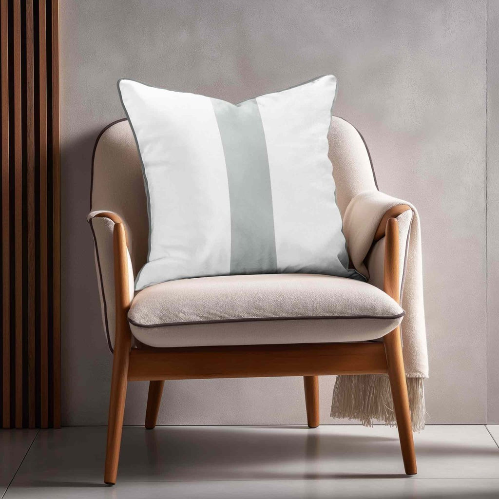 1 Stripe | Sustainable Velvet Cushion with Piping - Storm Grey 40 x 40 cm by Izabela Peters