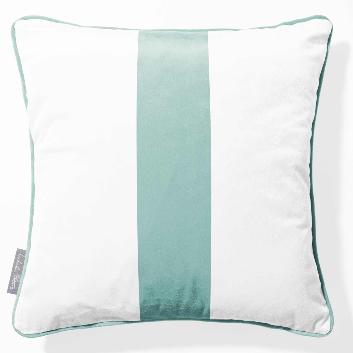 1 Stripe | Sustainable Velvet Cushion with Piping - Blue Surf 40 x 40 cm by Izabela Peters