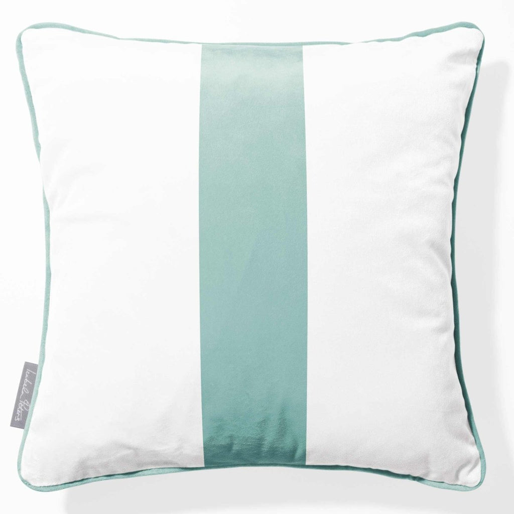 1 Stripe | Sustainable Velvet Cushion with Piping - Blue Surf 40 x 40 cm by Izabela Peters