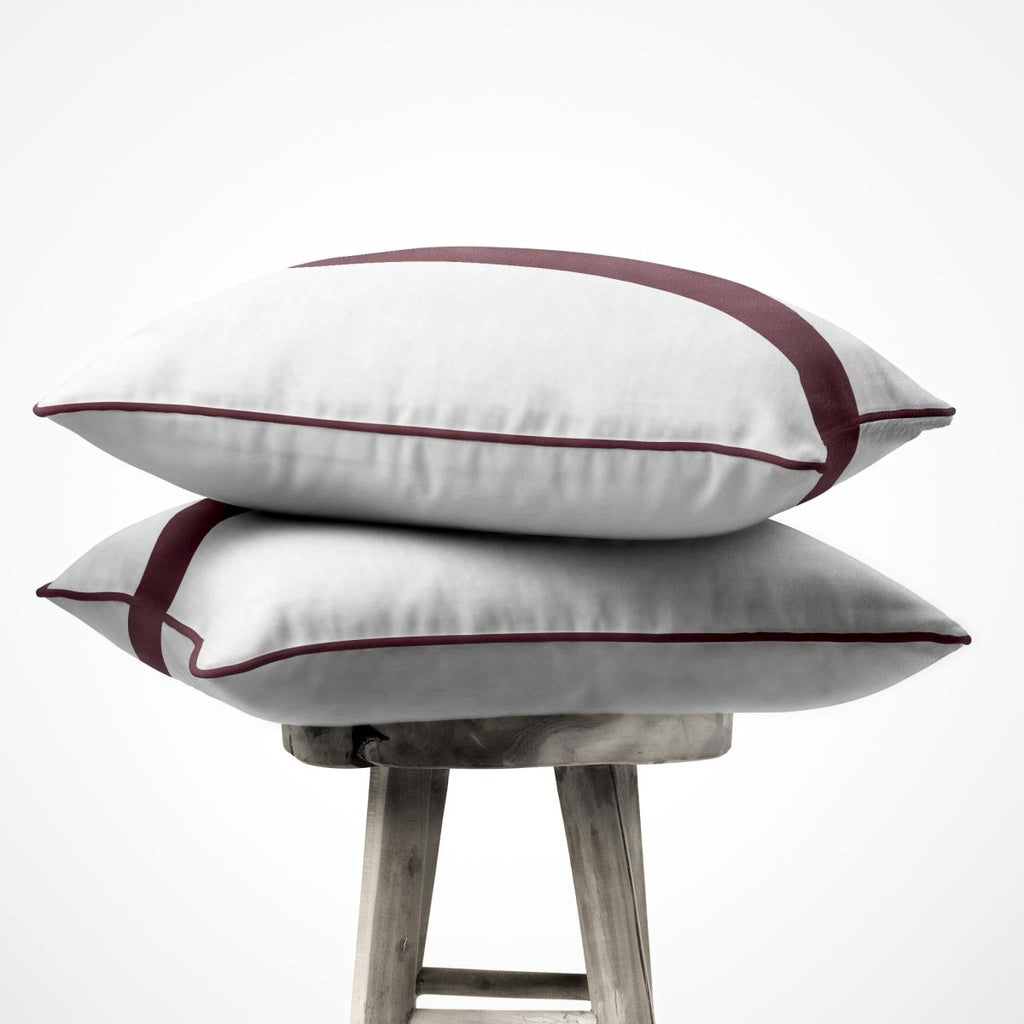 1 Stripe | Sustainable Velvet Cushion with Piping - Italian Grape 40 x 40 cm by Izabela Peters