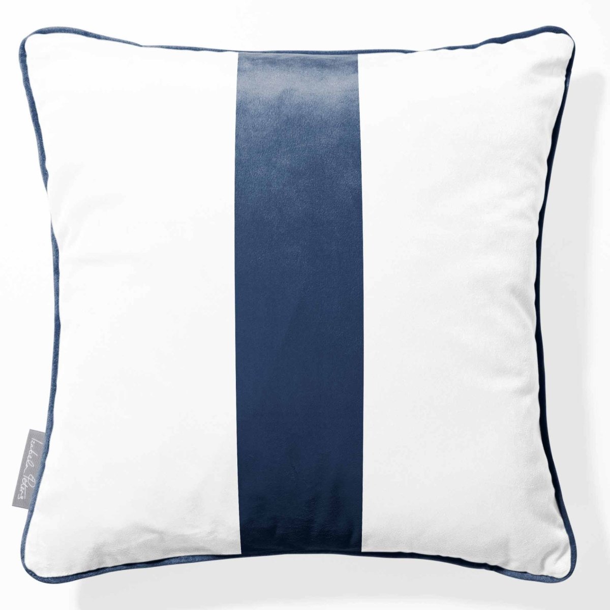 1 Stripe | Sustainable Velvet Cushion with Piping - Petrol Blue 40 x 40 cm by Izabela Peters