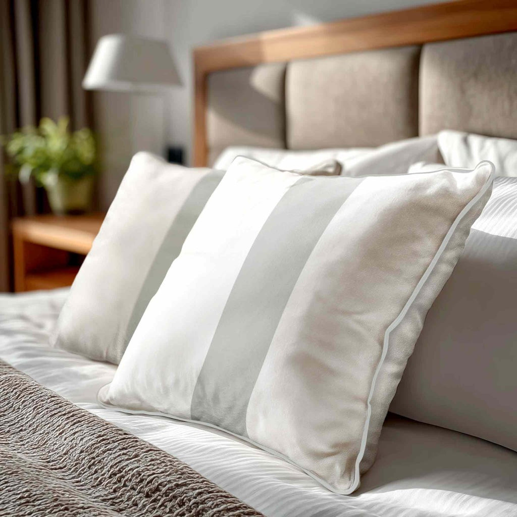 1 Stripe | Sustainable Velvet Cushion with Piping - Storm Grey 40 x 40 cm by Izabela Peters