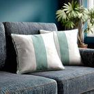 1 Stripe | Sustainable Velvet Cushion with Piping - Blue Surf 40 x 40 cm by Izabela Peters