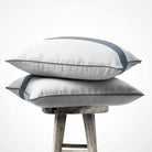 1 Stripe | Sustainable Velvet Cushion with Piping - French Grey 40 x 40 cm by Izabela Peters