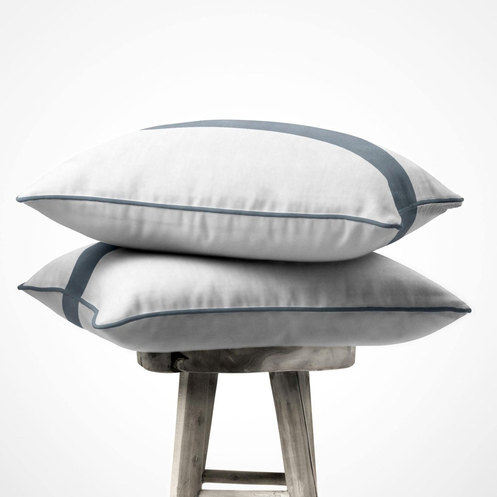 1 Stripe | Sustainable Velvet Cushion with Piping - French Grey 40 x 40 cm by Izabela Peters