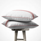 1 Stripe | Sustainable Velvet Cushion with Piping - Rosewater 40 x 40 cm by Izabela Peters