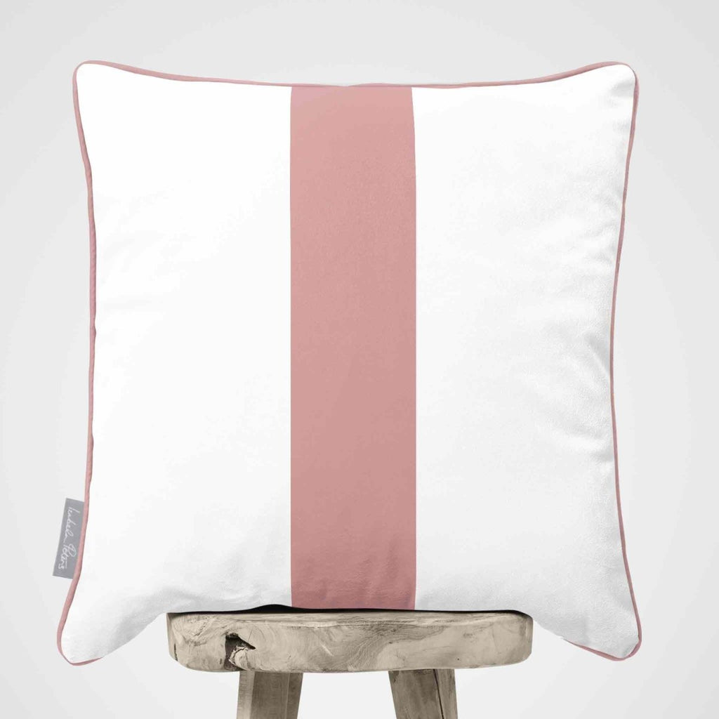 1 Stripe | Sustainable Velvet Cushion with Piping - Rosewater 40 x 40 cm by Izabela Peters
