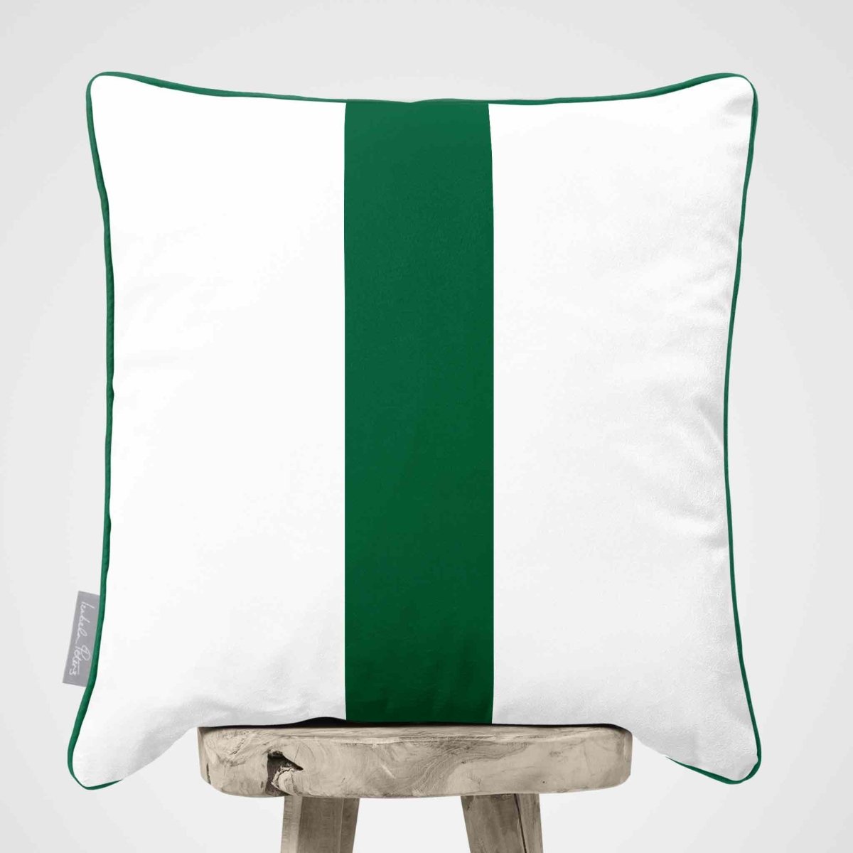 1 Stripe | Sustainable Velvet Cushion with Piping - Emerald Green 40 x 40 cm by Izabela Peters