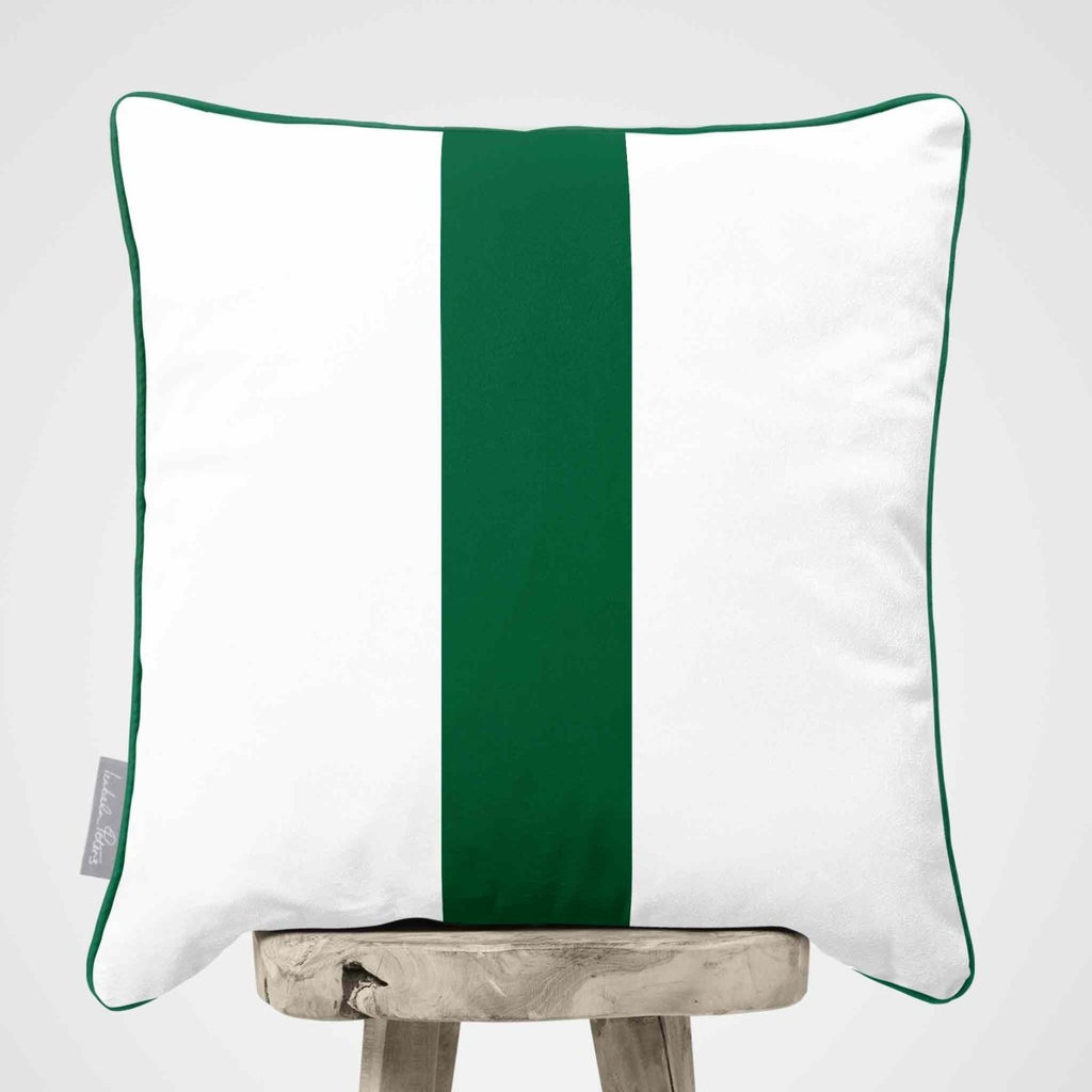 1 Stripe | Sustainable Velvet Cushion with Piping - Emerald Green 40 x 40 cm by Izabela Peters