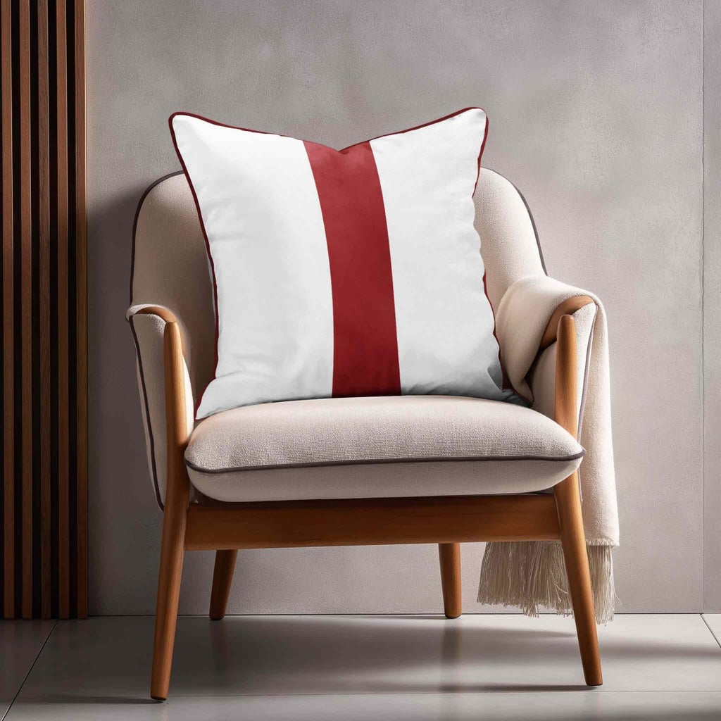 1 Stripe | Sustainable Velvet Cushion with Piping - Crimson Muse 40 x 40 cm by Izabela Peters