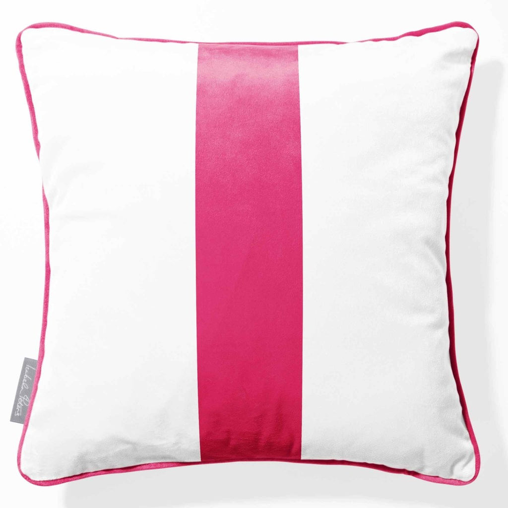 1 Stripe | Sustainable Velvet Cushion with Piping - Hot Pink 40 x 40 cm by Izabela Peters